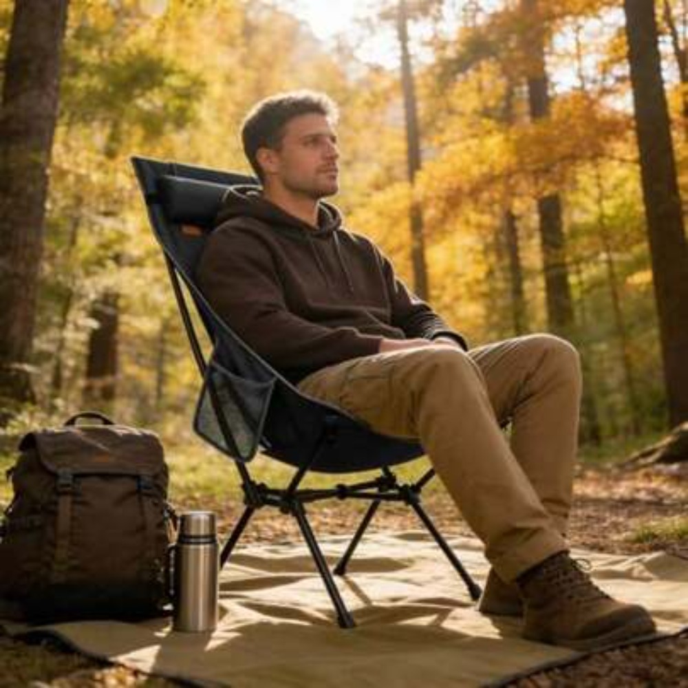 Fishing Backpack - Ultralekkie składane krzesło kempingowe z wysokim